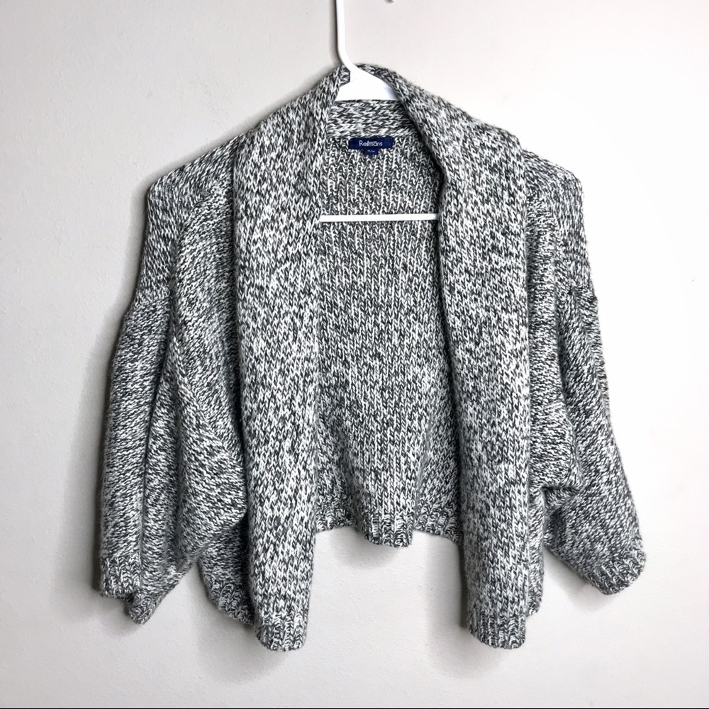 Reitmans Cropped Cardigan Sweater Light Gray Marl Sz S/P